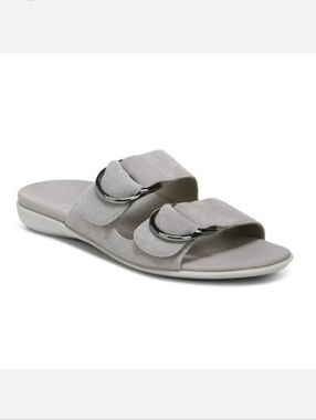 Vionic Corlee Adjustable Slide Supportive Sandals Gray Suede Women's Size 7